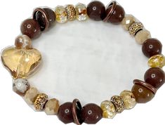 Bohemian Heart Bracelet With Colorful Round Beads, Bohemian Heart Bracelet With Colorful Beads, Bohemian Crystal Bracelet With Heart Beads, Brown Adjustable Heart Bracelet, Adjustable Heart Shaped Brown Bracelet, Adjustable Heart-shaped Brown Bracelet, Adjustable Brown Heart-shaped Bracelet, La Fayette, Bracelet Women