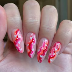 Cute Simple Nails, Simple Nail, Glam Nails, Art Pink, Heart Nails, Funky Nails, Pretty Acrylic Nails, Rainbow Heart, Dope Nails