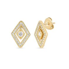 18K yellow gold diamond Diamante stud earrings featuring 48 round brilliant cut diamonds weighing .55 ctw. Designed by Roberto Coin. Christmas Outfits Women, Roberto Coin, Yellow Gold Setting, Brand Jewelry, Gold Butterfly, Diamond Drop Earrings, Yellow Gold Earring, Diamond Earrings Studs, Jewelry Branding