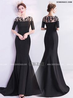 10% off now|Slim Fitted Long Black Mermaid Evening Dress Modest With Half Sleeves at GemGrace. Click to learn our pro custom-made service for wedding dress, formal dress. View Evening Dresses for more ideas. Stable shipping world-wide. Black Stretch Evening Dress For Wedding, Black Fitted Mermaid Dress, Fitted Black Mermaid Dress, Fitted Mermaid Dress With Sweep Train, Black Stretch Evening Dress For Banquet, Black Stretch Mermaid Dress, Elegant Black Mermaid Dress For Banquet, Fitted Black Long Sleeve Mermaid Dress, Fitted Long Sleeve Black Mermaid Dress