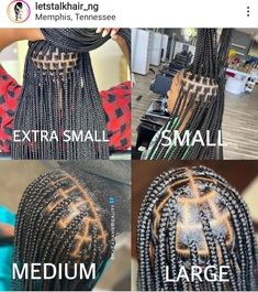 Braid Part Size Chart, Braiding Pattern For Knotless Braids, Knotless Braids Sizes, Knotless Size Chart, Knotless Braids Size Chart, Box Braids Sizes, Healthy Black Hair, Hair Braid Patterns, Knotless Braid