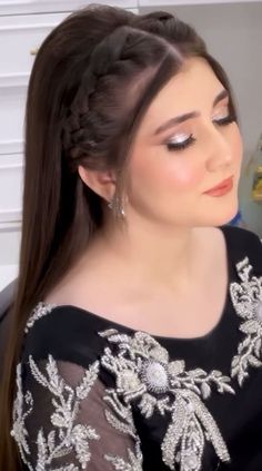 Hairstyles For Long Hair For Functions, Hairstyle For Recognition, Hair Styles For Mehndi Function, Hairstyles For Mehendi Function, Hairstyle For Mehndi Function, Pakistani Hairstyles For Eid, Eid Hairstyles, Party Hairstyles For Long Hair