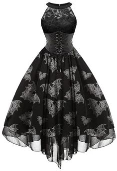 Shop Vintage Halloween Clothes Online | Retro Stage Retro Halloween Dress, Halloween Homecoming Dress, Halloween Dress For Women, Emo Dress, Rainbow Goth, Wonderland Room, Bat Dress, Clothing Aesthetics, Halloween Dresses