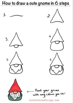 how to draw gnomes in 6 steps