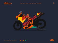 a red bull motorcycle is shown on a dark background