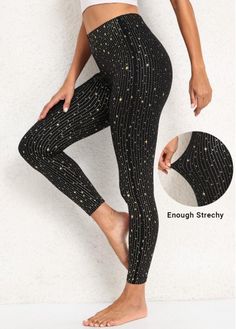 Color:Black;Size:S;Size:M;Size:L;Size:XL;Size:2XL;Size:3XL;Package Contents:1 X Leggings; Sports Leggings Black, Elastic Waist Leggings, Galaxy Leggings, Ankle Length Leggings, High Waist Yoga Pants, Legging Sport, Legging Outfits, Stretchy Leggings, Leggings Pattern