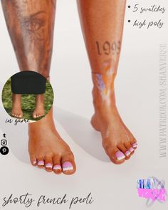 the legs and feet of a woman with tattoos