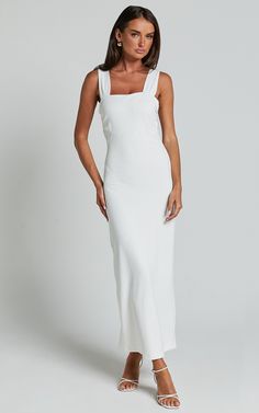 Tayla Midi Dress - Ruched Bust Bodycon Dress in White Wide Leg Jeans Shoes, Mum Jeans, Basic Black Dress, Bachelorette Dress, Neon Outfits, Spring Maxi Dress, Winter Capsule Wardrobe, Long Sleeve Knit Dress, Strapless Tops