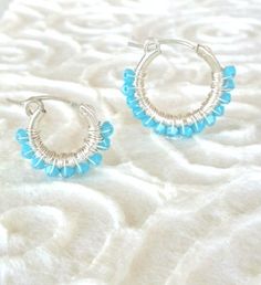 Free Worldwide Express door to door delivery on order +150 (express shipping 3-6 business days - please send convo with your mobile number for express shipping) Christmas sale Medium sterling silver hoop earrings for every occasion. Silver and Swarovski hoop earrings, swarovski Turquoise, wire wrapped earrings, medium hoop earrings, women jeweiry, delicate hoop earrings, gift for her The 3 mm Swarovski stones are wire wrapped in 925 sterling silver hoop earrings. There diameter of the earrings i Earrings Small Hoop, Turquoise Hoop Earrings, Turquoise Hoops, Medium Hoop Earrings, Jewelry Swarovski, Small Hoop Earrings, Swarovski Stones, Earrings Turquoise, Womens Jewelry