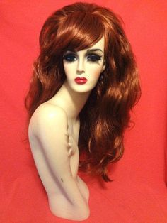 Lace front wigs and wigs with bangs, ideal for drag queens, cosplay characters, party celebrations, theatre, and wigs for women. SHIPPING UPGRADES AVAILABLE EXPRESS HANDLING (1-2 DAYS, $100) EXPEDITED HANDLING (3-5 DAY, $75) STANDARD (APPROX. 2 WEEKS, FREE)  READ BEFORE YOU BUY! ALL SALES ARE FINAL, NO EXCEPTIONS!  If you chose to purchase without reading the following listing information, you will NOT be refunded. By purchasing this item, buyer agrees without exception to all Terms of Service: 60s Beehive, Retro Burlesque, Peg Bundy, Dolly Parton Wigs, 80s Wig, Red Bangs, Professional Costumes, Beehive Hair, Wig Costume