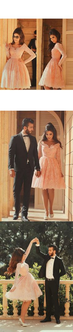 2019 Lace Homecoming Vestidos A Linea V cuello manga larga con flores hechas a mano Plaid Bodycon Dress, Long Sleeve Homecoming Dresses, Grey Prom Dress, Dresses A Line, Split Hem Dress, Ditsy Floral Dress, Bridesmaid Dress Sizes, Dresses Homecoming, Lace Homecoming Dresses