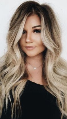 Blonde Balayage With Dark Blonde Roots, Balayage Hair Blonde Side Part, Blonde Color Trends 2023, Bayalage Brunette Blonde Dark Roots, Blonde Hair Color Cool Tone, Shag Haircut With Balayage, Brown Roots Blonde Hair Balayage Ombre, Heavy Root Blonde, Blonde With Hidden Color