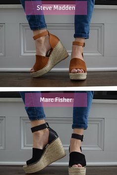 Steve Madden Jaylen and Marc Fisher Adalyn wedges comparison | womens shoes | sandals Jersey Fashion, Heels Steve Madden, Lifestyle Blogs, Wedges Sandals, Shoes Summer