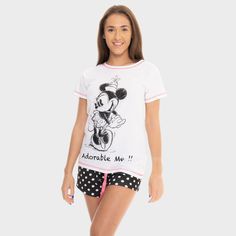 Yoo-hoo! See how adorable you'll look when you wear these ear-esistable Minnie Mouse short pyjamas! The white top showcases Minnie with the slogan 'Adorable Me!!' and red stitching along the hem. Paired with black shorts with white polka dots and a red bow on the front. The cutest pjs for fans of the classic Disney mascot Minnie Mouse! Kids Pajamas Boys, Yoo Hoo, Xmas Pjs, Family Pajama Sets, Polka Dot Shorts, Matching Family Pajamas, Dress Up Costumes, Cute Pajamas, Kids Coats