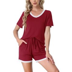 This loungewear pajama set for women is constructed of solid color, a v-neck, and pants with elastic waist and pockets, making it convenient to take on/off, keeping you pretty and comfortable all day. Featuring a stretchy fabric design, soft and comfortable makes you feel cozy all night, and enjoy a comfortable sleep and sweet dream.No matter the cozy bedtime, casual home relaxation, laze afternoon, or comfy bath, the soft and lightweight women's sleepwear company with you all the time. This chi