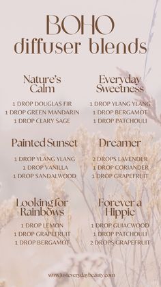 These diffuser blends & essential oil recipes can help shift the vibes in your space - whether that is at home, at work, or on the go. Diffuser Bracelet Blends, Night Essential Oil Blends, Diffuser Scents Essential Oils, Boho Essential Oil Blend, Sage Essential Oil Diffuser Blends, Healing Diffuser Blends, Clean Essential Oil Diffuser Blends, Bedroom Essential Oil Blends, Best Essential Oil Blends To Diffuse