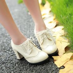 Lace Up High Heels Women Chunky Heel Shoes 2492 – meetfun Oxford Shoes For Women, High Heel Oxfords, Elegant Wedding Shoes, Lace Up High Heels, Chunky Heel Shoes, Designer High Heels, Oxford Heels, Wedding Shoes Heels, Womens Chunky Heels