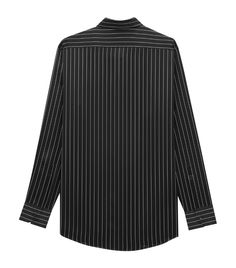 Find SAINT LAURENT Silk Pinstripe Shirt on Editorialist. Saint Laurent hosted its Spring/Summer 2024 menswear show in Berlin, situating the runway in the Neue Nationalgalerie - a haven for modernist artworks. This led to a collection that was steeped in the Maisons signature elegance, followed by hard-edged details. This striped shirt, rendered from pure silk, offers your repertoire an exquisite evening option, completed with contrasting pinstripes to reflect the seasonal mood. Silk Shirt Men, Pinstripe Shirt, 2024 Menswear, Bib Dress, Polka Dot Shirt, Spring Summer 2024, Satin Shirt, Knit Shirt, Silk Shirt