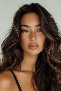 92+ Gorgeous Dark Brown Hair with Highlights Ideas! Hairstyles Cut, Highlights For Dark Brown Hair, Rambut Brunette, Hair With Highlights, Brown Hair Looks, Tan Women, Brown Hair Inspo, Brunette Hair With Highlights, Dark Hair With Highlights