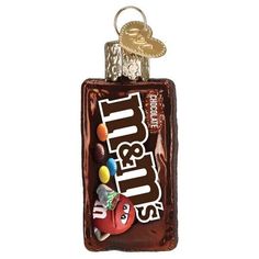 a chocolate bar keychain with an assortment of candies