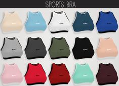 the nike bras are all different colors and sizes, but there is no image to describe