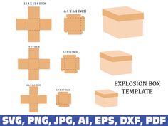 Square Box Template Square Box Template, Exploding Box Template, Box Templates Printable Free, Box Template Printable, Origami Swan, Paper Box Template, Gift Box Template, Exploding Boxes, Explosion Box