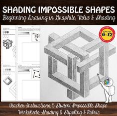 an image of a drawing with the text shading impossible shapes beginning drawing in graphite,