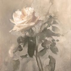 a painting of a white rose in a vase