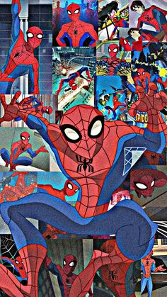 a collage of spider - man and other animated characters