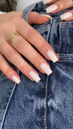 Square Gel Nails, Milky Nails, Simple Gel Nails, White Acrylic Nails, Basic Nails, Blush Nails, Classic Nails, Acrylic Nails Coffin Short, Neutral Nails