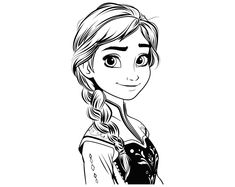 the frozen princess from frozen kingdom is shown in this black and white drawing, which depicts her