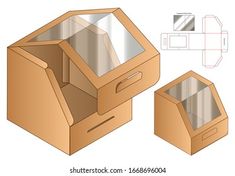 an open cardboard box with its lid opened and the contents cut out to look like it's inside