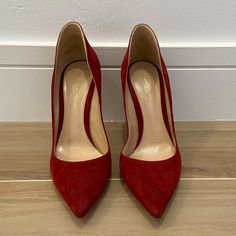 Gianvito Rossi Red Velvet Heels. Good Condition With Slight Wear To The Bottom Of The Soles. Message For Details! Red Velvet High Heels, Elegant Red Suede Heels, Red Velvet Heels, Red Slip-on Heels With Removable Insole, Red Synthetic Slip-on Heels, Red Suede Ankle-high Heels, Velvet Heels, Rossi Shoes, Gianvito Rossi