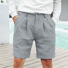 Category:WE-Pants; Season:Summer; Fabric:50% Cotton; Gender:Men's; Style:Boho,Hawaiian; Occasion:Vacation,Holiday,Beach; Fit Type:Regular Fit; Function:Breathable,Comfort; Waistline:Mid Waist; Pattern:Plain; Design:Button,Pleats,Pocket; Pants Type:Beach Shorts,Linen Shorts,Summer Shorts; Fly Type:Button; Front page:FF; Listing Date:05/17/2024; Production mode:External procurement; Hips:; Length:; Waist:; Pants Length:Short Mens Linen Shorts, Beach Fit, Shorts Linen, Mens Linen, Holiday Beach, Shorts Summer, Holiday Vacation, Plain Design, Vacation Beach