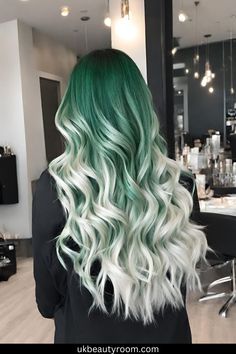 Unique Trending hairstyle ideas|hairstyles for thinning hair For Women Green And Silver Hair Colour, Dark Green To Light Green Hair, Silver And Green Hair, Green Hair Women, Cool Green Hair, Hair Color Ideas Green, Dark Green Hair Color, Blonde Green Hair