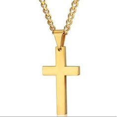 Gender Neutral Gold Cross Pendant Necklace, Stainless Steel. Brand New! Size: Chain About 50cm Long Color: Gold Bundle To Save!!! Gold Minimalist Stainless Steel Cross Necklace, Gold Stainless Steel Minimalist Cross Necklace, Minimalist Gold Stainless Steel Cross Necklace, Light Blue Necklace, Jesus Necklace, Gold Locket Necklace, Diamond Bows, Stainless Steel Chain Necklace, Steel Cross