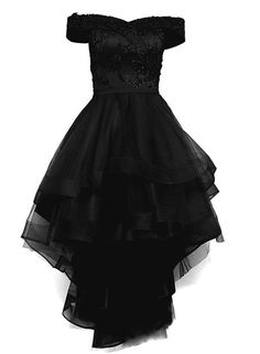 Off Shoulder Tulle, Color Rush, Black Off Shoulder, Black Prom Dress, Low Neckline, Black Prom, Homecoming Dresses Black, Lace Homecoming Dresses, Beauty Dress