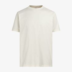 This off-white crewneck T-shirt boasts a "straight" fit that lends a modern aesthetic to your style. Sport it as a base layer or roll up the sleeves & keep it classic with jeans or shorts. Basic Cream T-shirt For Everyday, Modern White T-shirt For Everyday, Modern White Everyday T-shirt, Off White Relaxed Fit Crew Neck Tops, Off White Cotton Short Sleeve T-shirt, Basic Cream T-shirt, Classic Cream Relaxed Fit T-shirt, Minimalist White Crew Neck T-shirt, Basic Cream Relaxed Fit T-shirt