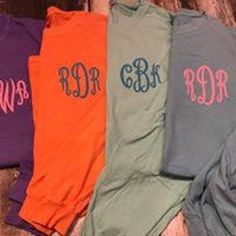 This is our most popular monogrammed long sleeve shirt and when you order one you will see why! So many colors to choose from and so many vinyl options and monogrammed fonts you will want one of each! Comfort colors are pigment dyed shirts that are unisex sized and do NOT shrink up. In the notes to seller at checkout please leave: 1. Vinyl Color 2. Monogram in the order you would like it to appear on the shirt (First, Last, Middle is traditional) Monogrammed Long Sleeve Shirts, Affordable Monogram Crew Neck T-shirt, Cheap Monogrammed Crew Neck T-shirt, Cheap Monogram Crew Neck T-shirt, Vinyl Monogram, Comfort Colors Tshirt, Dye Shirt, Comfort Color, Livingston