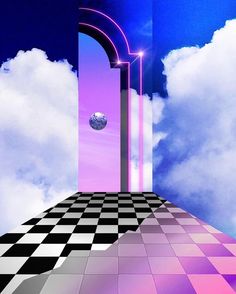 an image of a surreal door in the sky