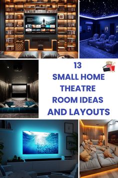 there are pictures of small home theater rooms and layouts