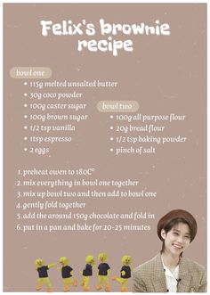 a poster with instructions for how to make brownie