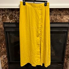 New Without Tags, Stretch Waist In Back Yellow Midi Skirt For Summer, Yellow Summer Maxi Skirt For Day Out, Casual High Waist Yellow Skirt, Yellow Maxi Skirt For Day Out, Yellow Relaxed Midi Skirt, Yellow High-waist Skirt For Spring, High Waist Yellow Skirt For Spring, Casual Mustard Skirt, Yellow Spring Maxi Skirt For Day Out