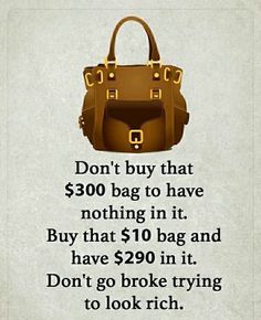 a brown purse with the words don't buy that $ 300 bag to have nothing in it