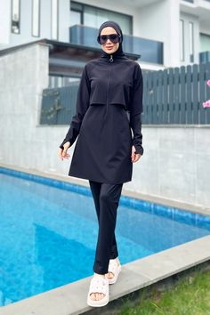 Opaque Burkini | Burkini Remsa Functional Stretch Swimwear, Functional Stretch Activewear For Swimming, Stretch Swimwear With Uv Protection For Diving, Stretch Uv Protection Swimwear For Diving, Uv Protection Stretch Swimwear For Diving, Functional Moisture-wicking Elastane Swimwear, Functional Moisture-wicking Swimwear, Breathable High Stretch Swimwear For Swimming, Technical Fitted Swimwear For Swimming