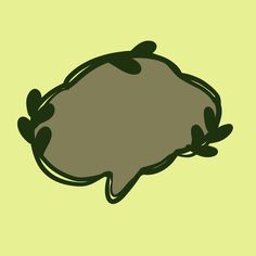 an illustration of a speech bubble with leaves on it's side, against a light green background