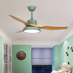 50'' LED 1-Light Tri-color Mini Style Ceiling Fan Nordic Style Modern Metal Plastic Acrylic Mini Circle Ceiling Fan Lights Flush Ceiling Fan, Gilbert House, Flush Ceiling Fans, Rustic Ceiling Fan, Ceiling Types, Led Bleu, Rustic Ceiling, Lights Design, Wood Dining Room