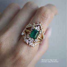 Eleanor Emerald Diamond Ring in 14K, 18K Gold and Platinum – Tippy Taste Jewelry Wedding Ring Upgrade, Emerald Ring Design, Wing Ring, Pear Diamond Ring, Emerald Ring Vintage, Pear Diamond Rings, Crazy Rich Asians, Crazy Rich, Emerald Wedding Rings