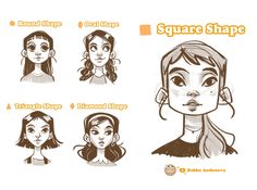 the different types of girls's faces and their hair styles are shown in this cartoon