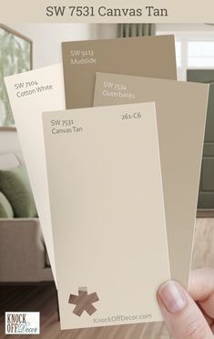 Sherwin-Williams Canvas Tan paint chips for entryway scheme Sherwin Williams Canvas Tan, Taupe Paint Colors, Tan Walls, Mudslide, Personal Taste, Life Inspiration